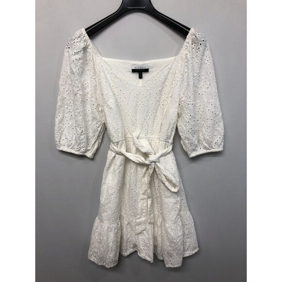 Eloquii Elements Women Cotton Belted Eyelet Dress Size 14 White M176 -20 - Picture 1 of 13
